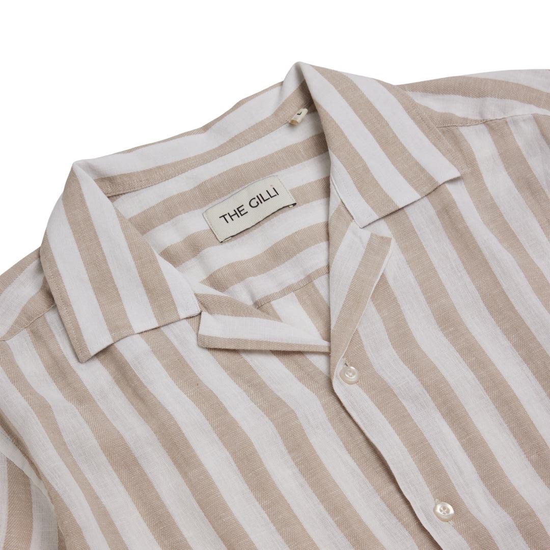 Cuba Linen Shirt Beige Stripe-Skjorte-The Gilli-phrase3