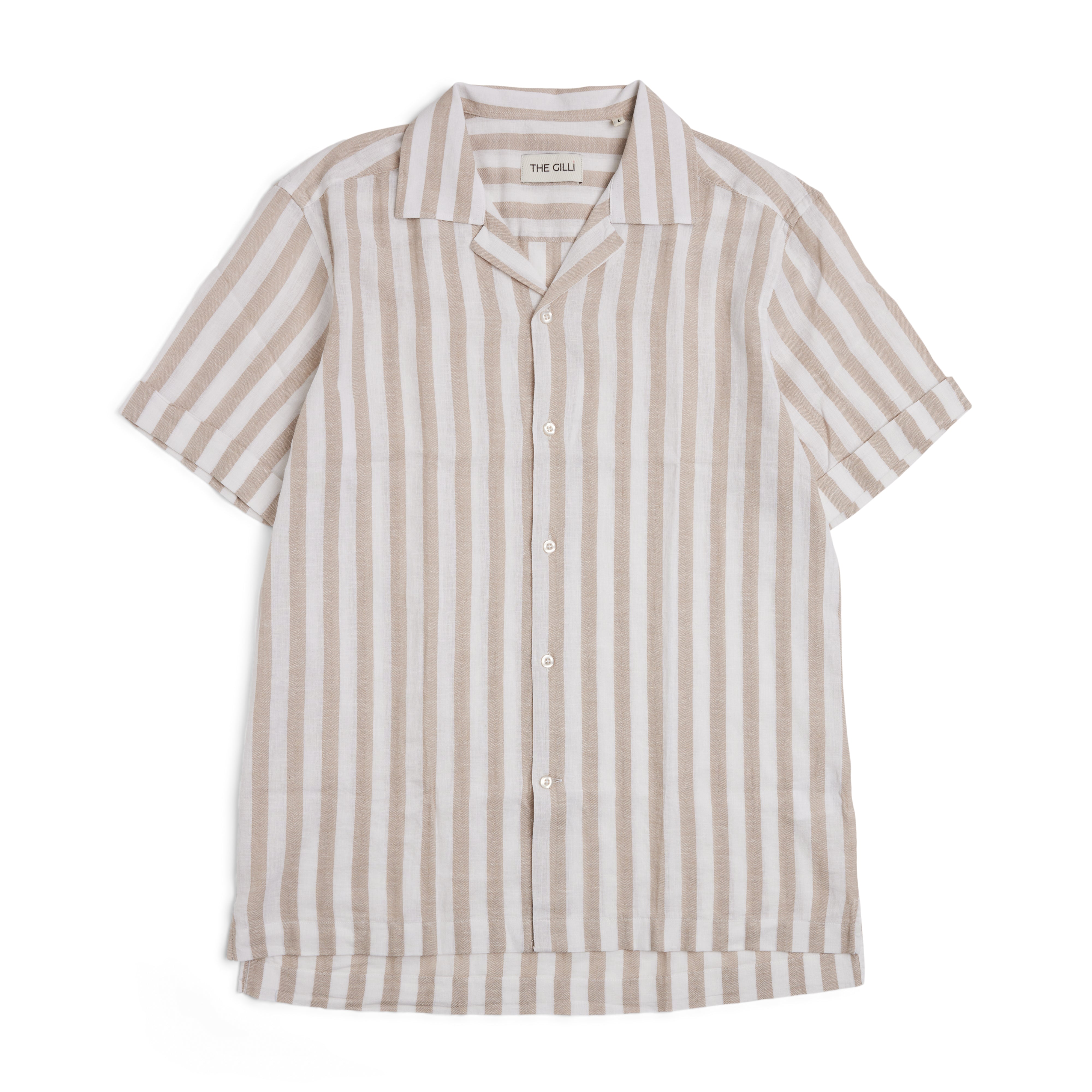 Cuba Linen Shirt Beige Stripe-Skjorte-The Gilli-phrase3