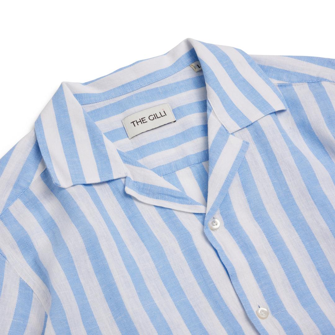 Cuba Linen Shirt Blue Stripe-Skjorte-The Gilli-phrase3