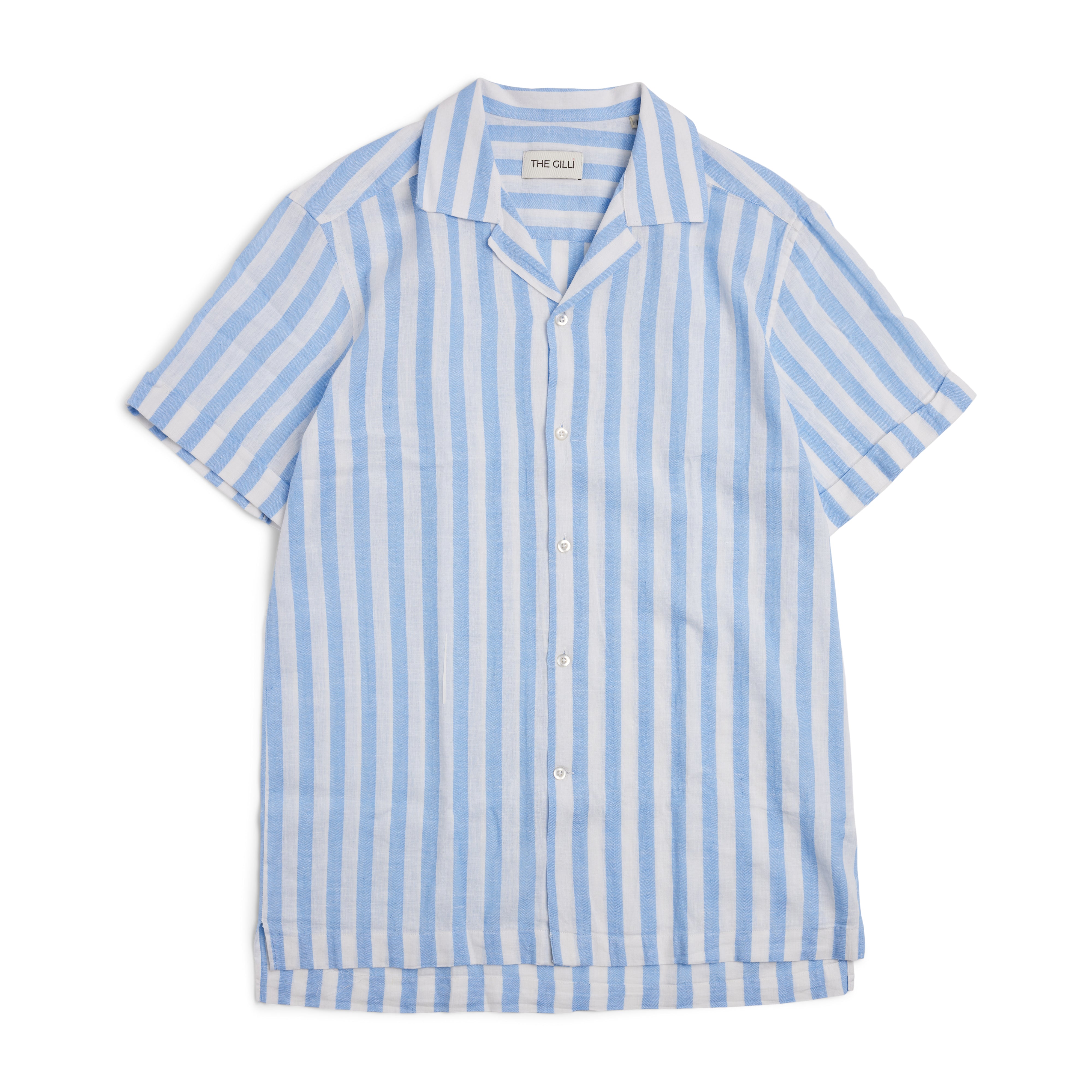 Cuba Linen Shirt Blue Stripe-Skjorte-The Gilli-phrase3