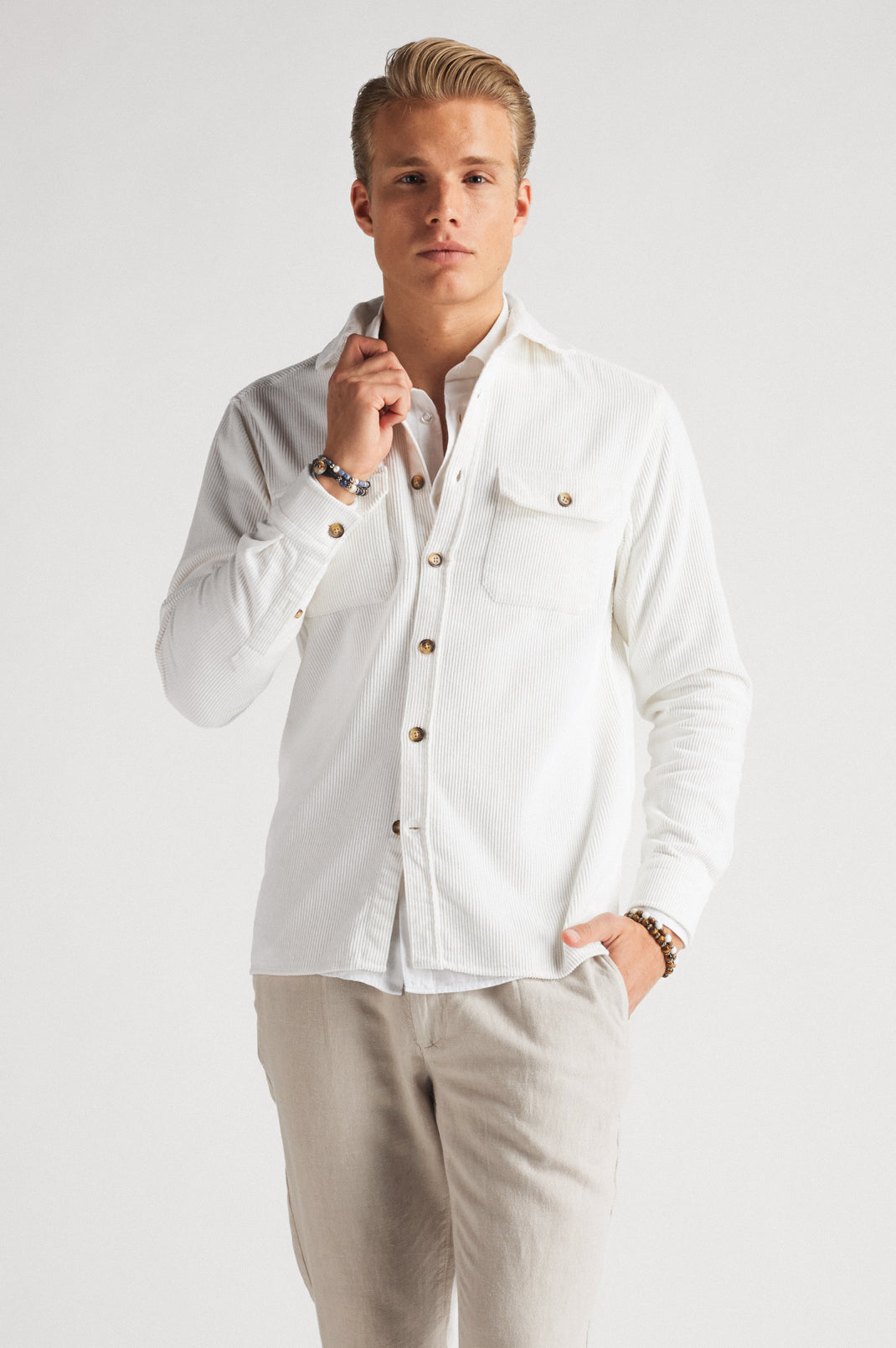 Corduroy Overshirt White