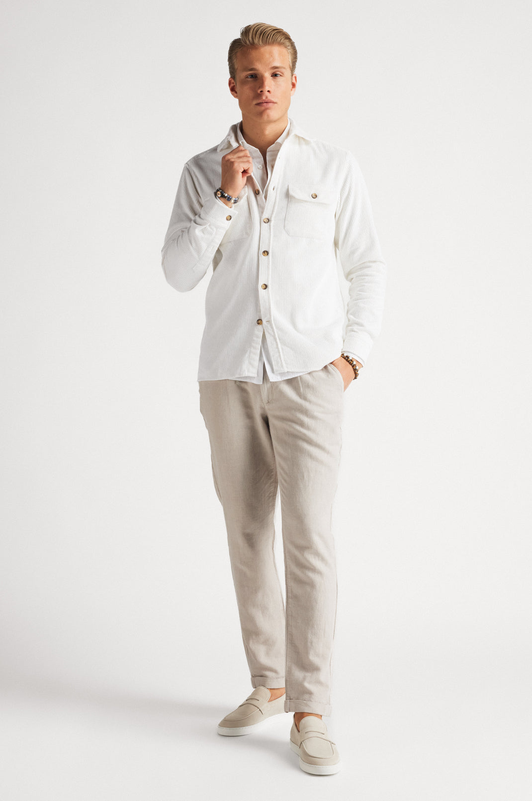 Corduroy Overshirt White