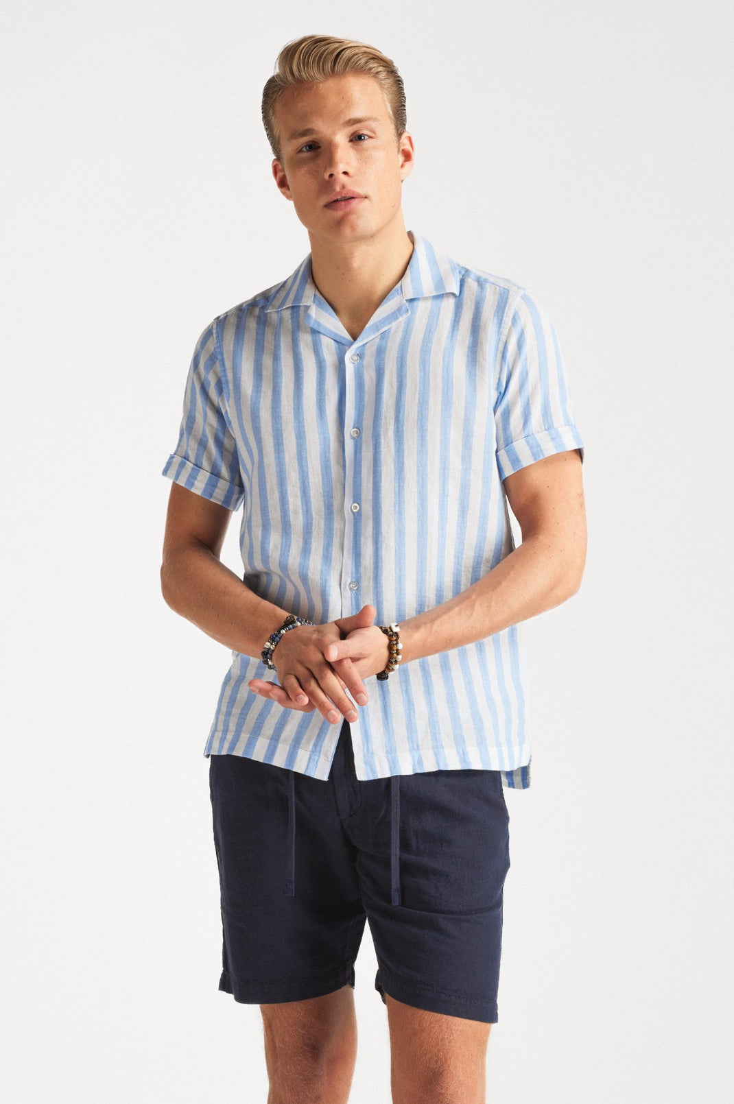 Cuba Linen Shirt Blue Stripe