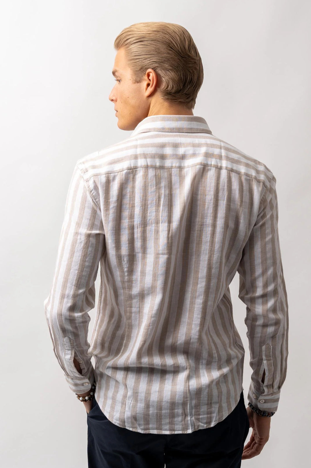 Luca Linen Shirt Stripe Beige