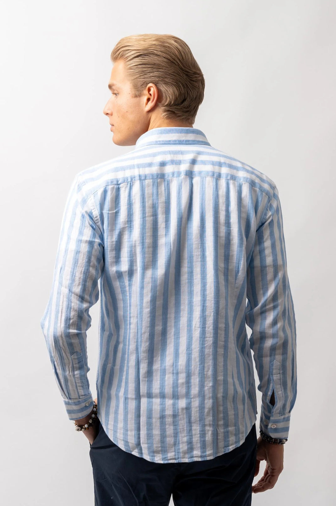 Luca Linen Shirt Stripe Blue