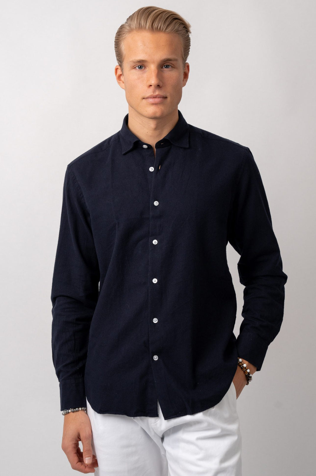 Twill Brushed Cotton Shirt Navy