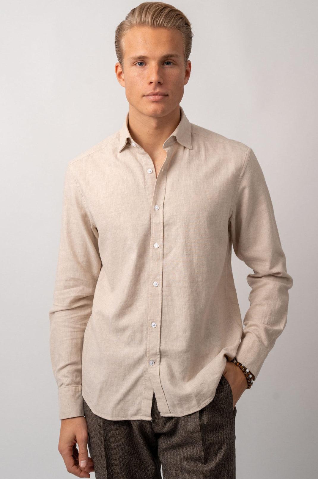 Twill Brushed Cotton Shirt Sand