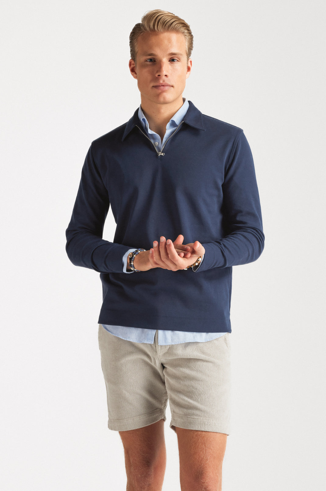 Zip Polo Long Sleeve Navy