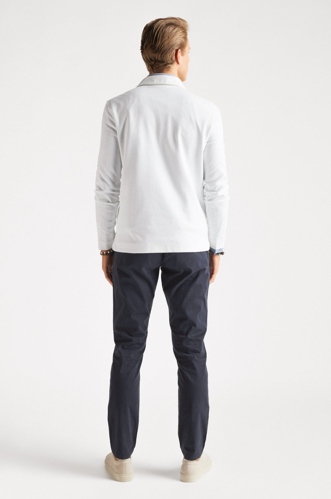 Zip Polo Long Sleeve White