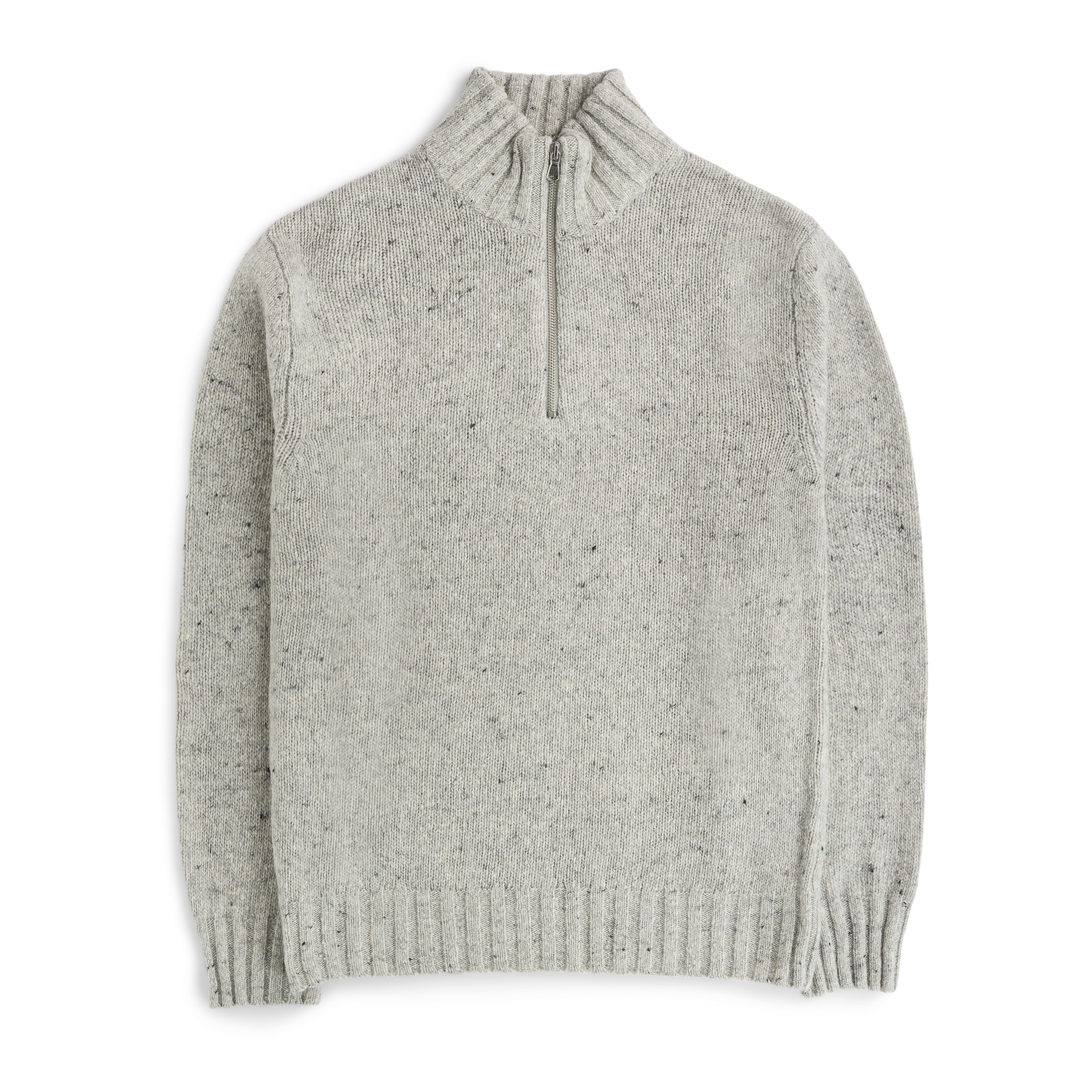 Chunky Knit Halfzip Light Grey